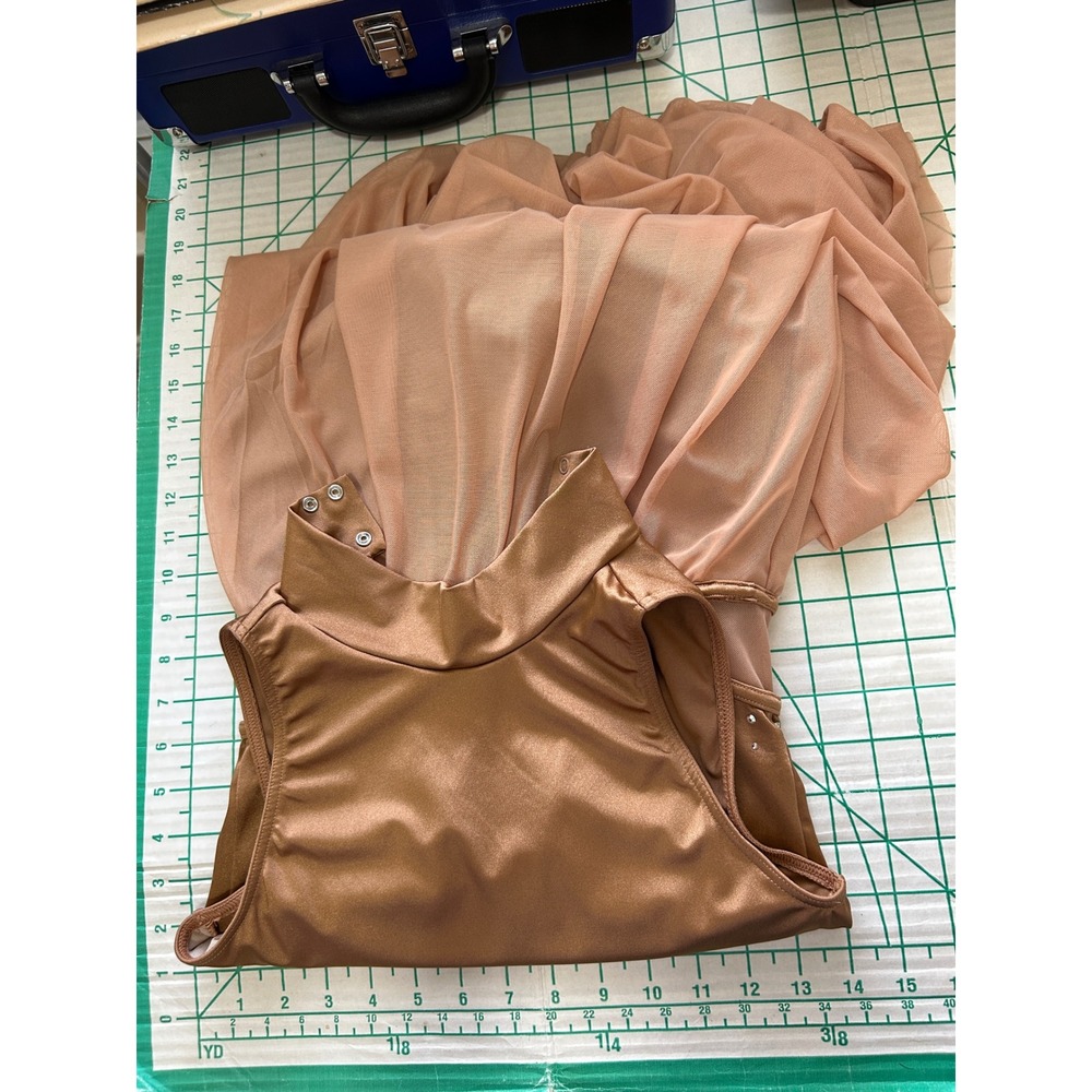 Weissman Bronze Rhinestone Lyrical Dance Costume Mesh Skirt MA Medium Adult - Picture 4 of 15